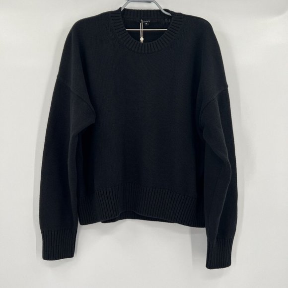 Quince Women's Black Boyfriend Crew Sweater 100% Organic Cotton M NWT Oversized - Picture 2 of 9